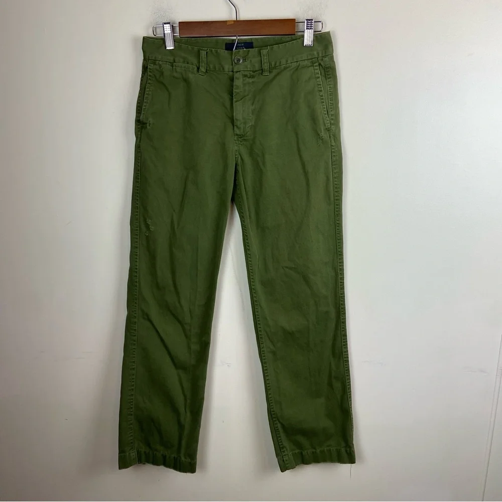 J Crew Olive Green Chinos Pants Preppy Academia Business Casual Office Size 0